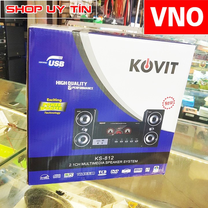 Loa vi tính 2.1 KOVIT KS 812 - Nghe nhạc cực tốt, có màn hình LED hiển thị, công suất vừa phải, có kết nối bluetooth