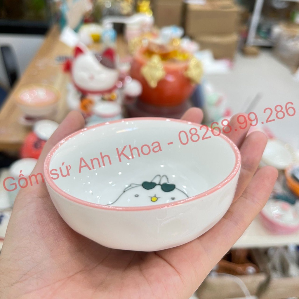 Sét Bát Đĩa sứ Decor Chén Dĩa Sứ Dễ Thương Cute Cao Cấp cực kỳ xinh yêu Bộ thỏ hồng 19 món trang trí món ăn siêu đẹp.