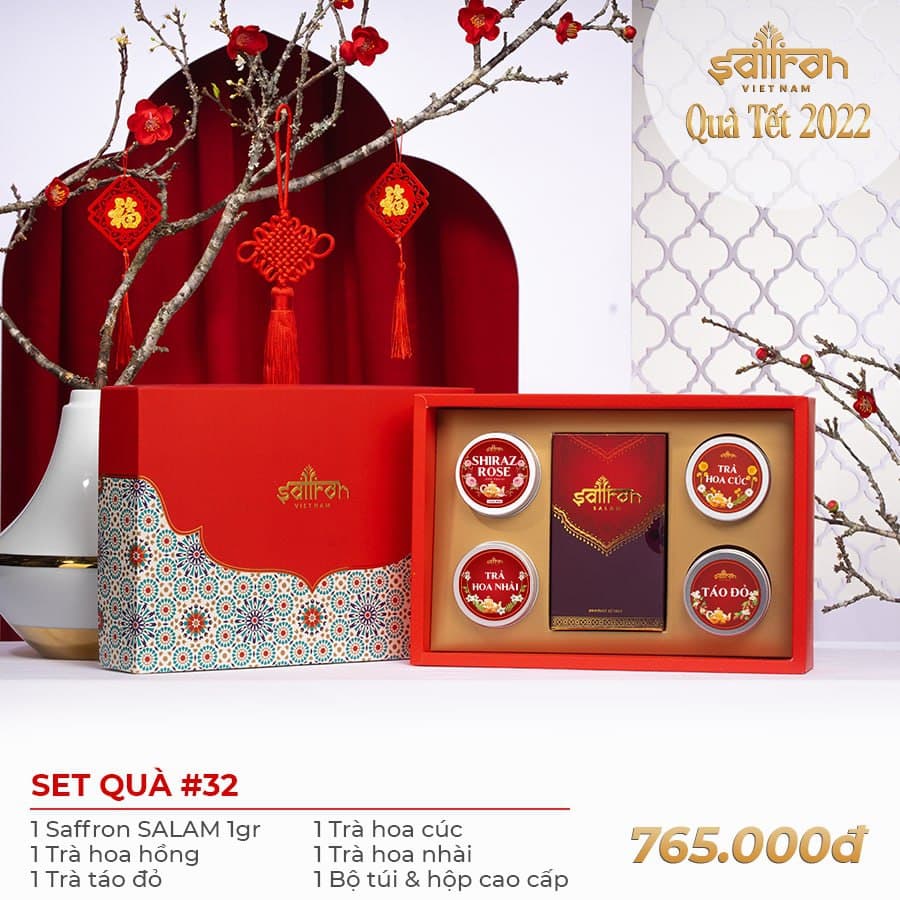 [Set 32] Set Quà Tết Sức Khỏe Sang Trọng Saffron Salam chính hãng Iran: Gồm 5 món và hộp quà đẹp sang trọng