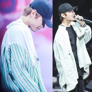 Áo sơ mi tay dài kẻ sọc giống V BTS (hàng order)