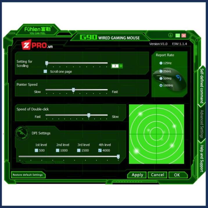 Chuột có dây Gaming Fuhlen G90 - Bảo hành 24 tháng chính hãng - Maxcom