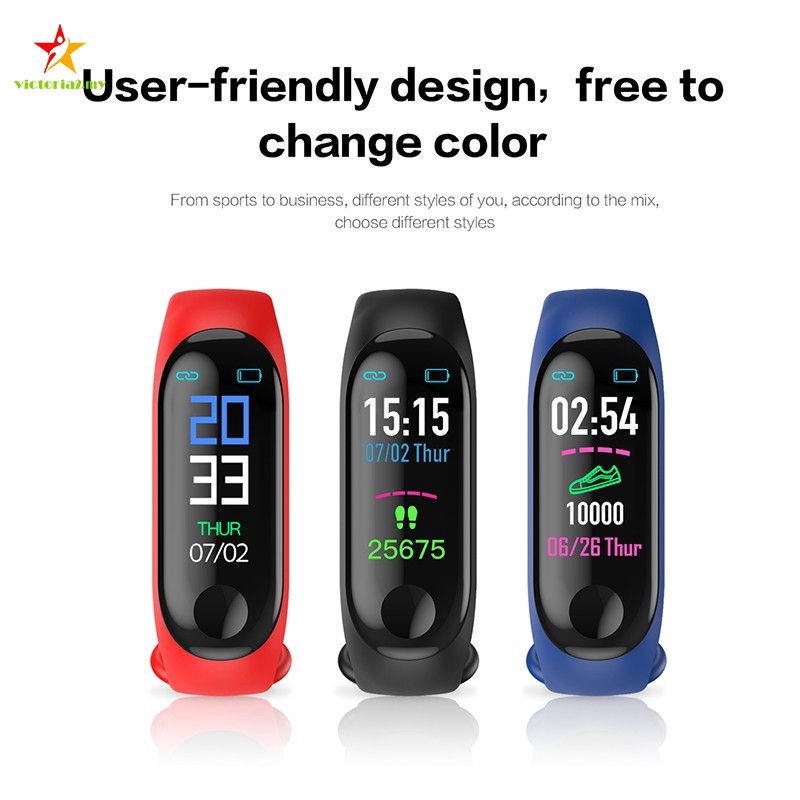 Đồng Hồ Thông Minh M3 %0020 Hỗ Trợ Đo Nhịp Tim / Huyết Áp Mi Band 3