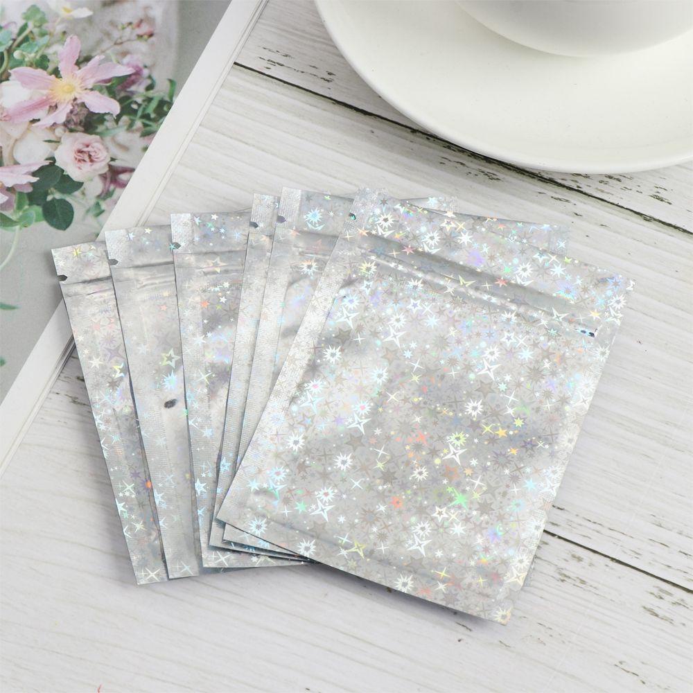 JUNE Bộ 20 Túi Nhựa Đựng Bằng Lá Nhôm Hologram Chống Thấm Nước Có Khóa Kéo