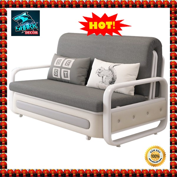 💥RẺ VÔ ĐỊCH💥Giường SOFA gấp gọn, Ghế Sofa Giường Có hộc đồ, Khung hợp kim, Tặng kèm 2 gối  KT : 1m20 x 1m93 cm  ( 2 Màu)