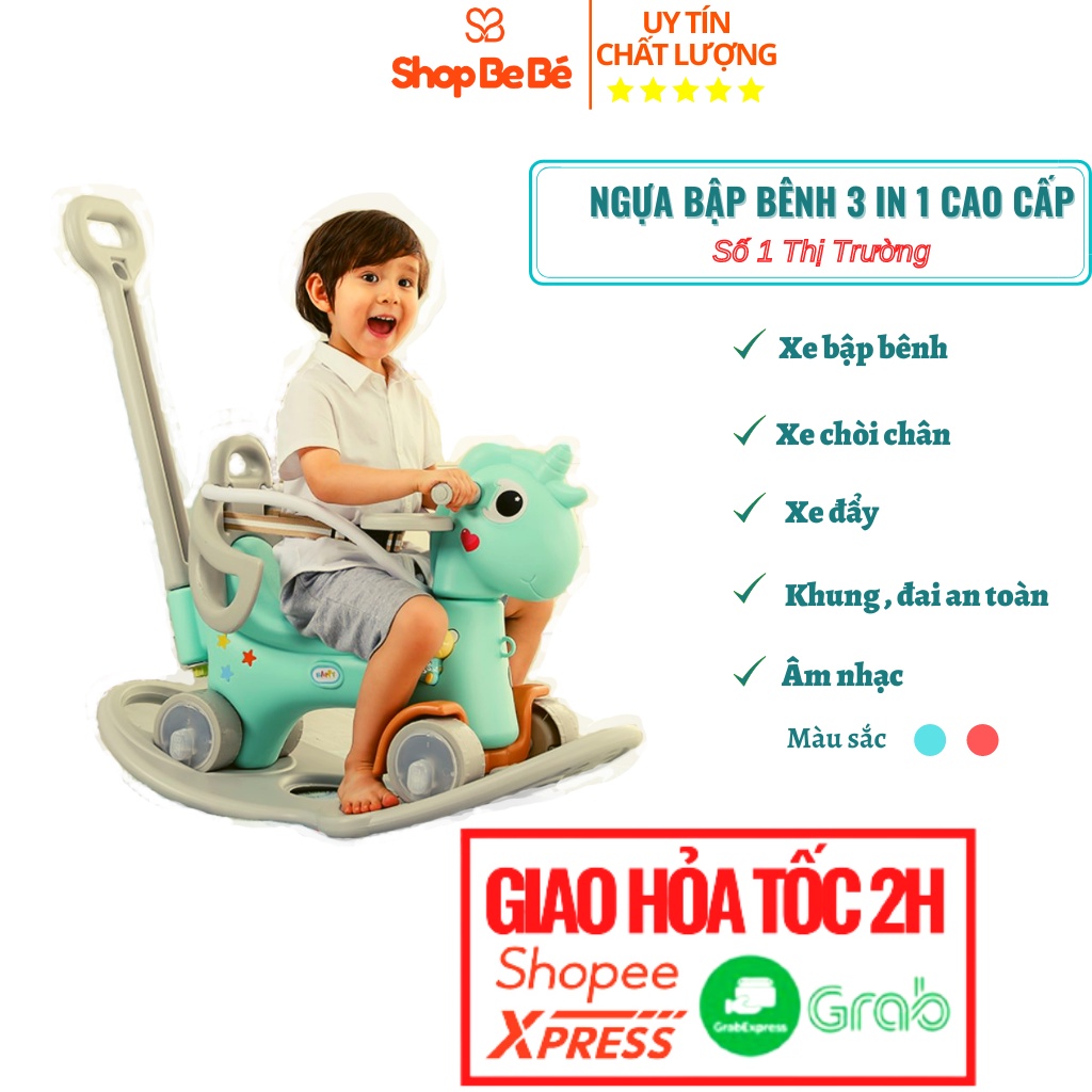 Ngựa bập bênh 3 in 1 đa năng cao cấp cho bé (bập bênh, xe chòi chân, xe đẩy)