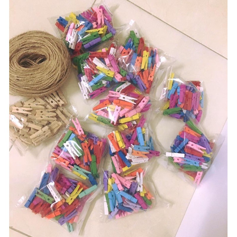 Túi 50 kẹp gỗ + 10m dây gai