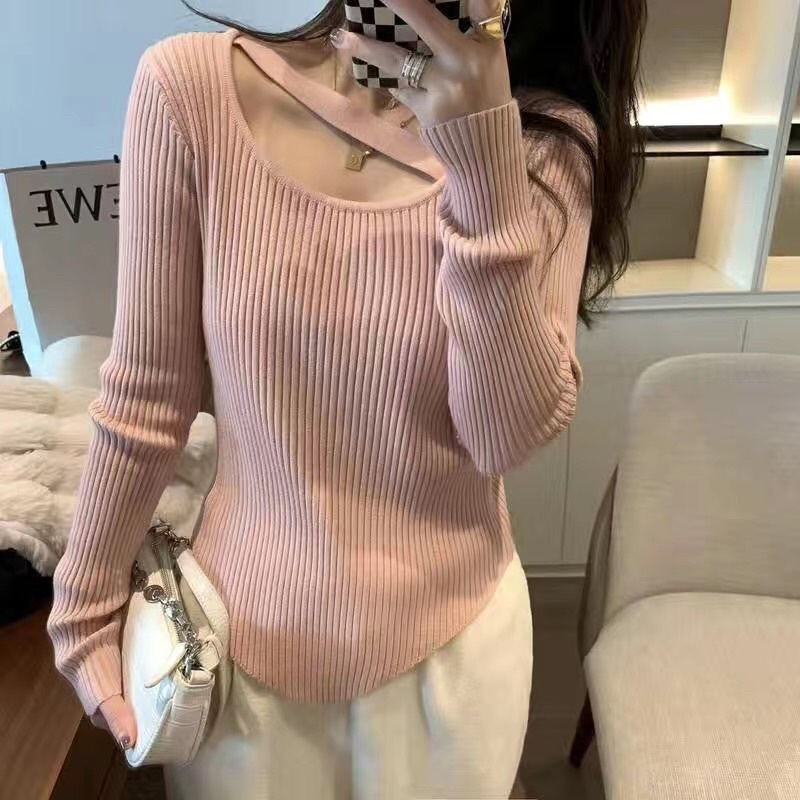 Áo len nữ đẹp áo len nữ thời trang hot dài tay điệu đà dây chéo vạt nhọn quảng châu