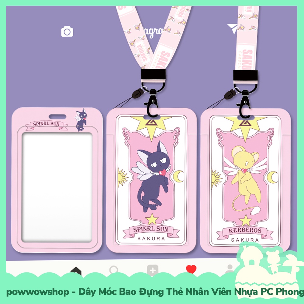 Dây Móc Bao Đựng Thẻ Nhân Viên Nhựa PC Phong Cách Anime Manga Sakura Anh Đào