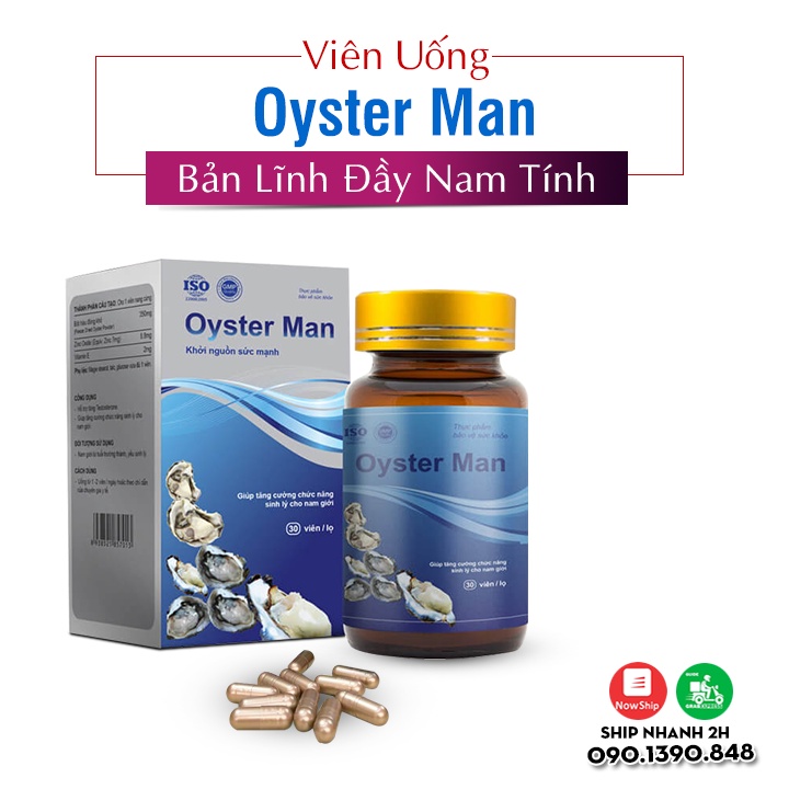 Viên Uống Oyster Man (Hũ 30 Viên) Giúp Tăng Cường Sinh Lý Nam Hiệu Quả & Chống Xuất Tinh Sớm. [Chính Hãng 100%]