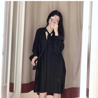 (Order) Đầm xếp li tay dài (Có 3 màu)