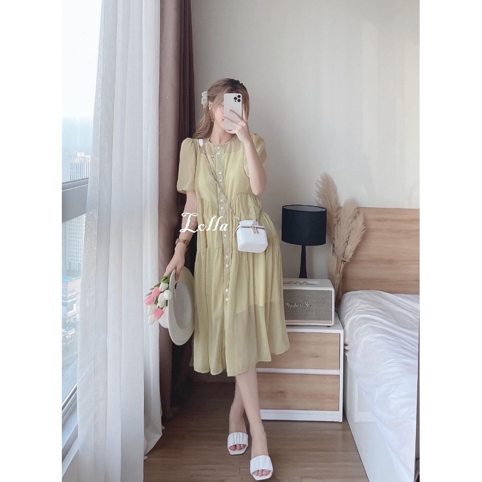[ Bán sỉ/Ảnh thât]: Váy babydoll voan tơ kèm váy 2 dây lót trong bầu mặc thoải mái Lolla Fashion