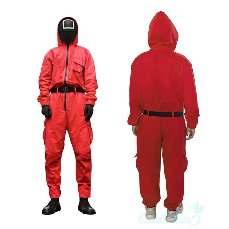 Bộ đồ liền thân tay dài hóa trang nhân vật trong phim Squid Game có khóa kéo và mũ đội đầu dành cho nam | BigBuy360 - bigbuy360.vn