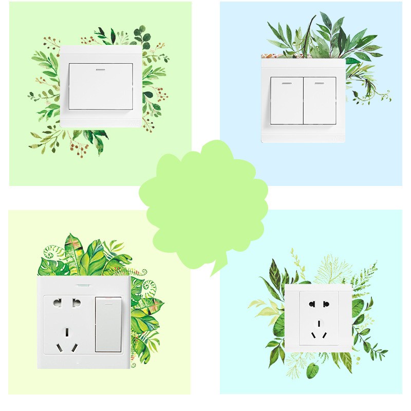 [Mới] Đề Can Dán Ổ Cắm Điện Dán Tường Tự Dính Hình Lá Xanh Sáng Tạo Chống Nước Trang Trí Nhà Cửa / Công Tắc Điện Thời Trang