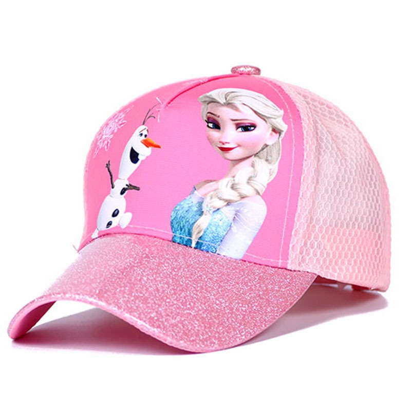 Mũ Lưỡi Trai Phối Lưới Thoáng Khí Chống Nắng Phong Cách Công Chúa Frozen Cho Bé Gái