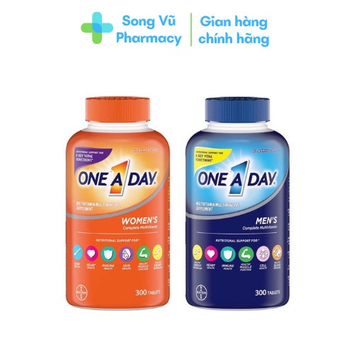Viên uống One a day Men's, Women's dưới 50 tuổi Multivitamin 300 viên của Mỹ - Bổ sung vitamin tổng hợp men women