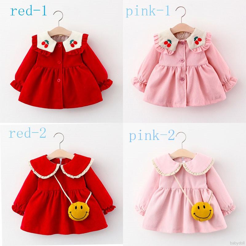 Đầm tay dài chất cotton cho bé gái