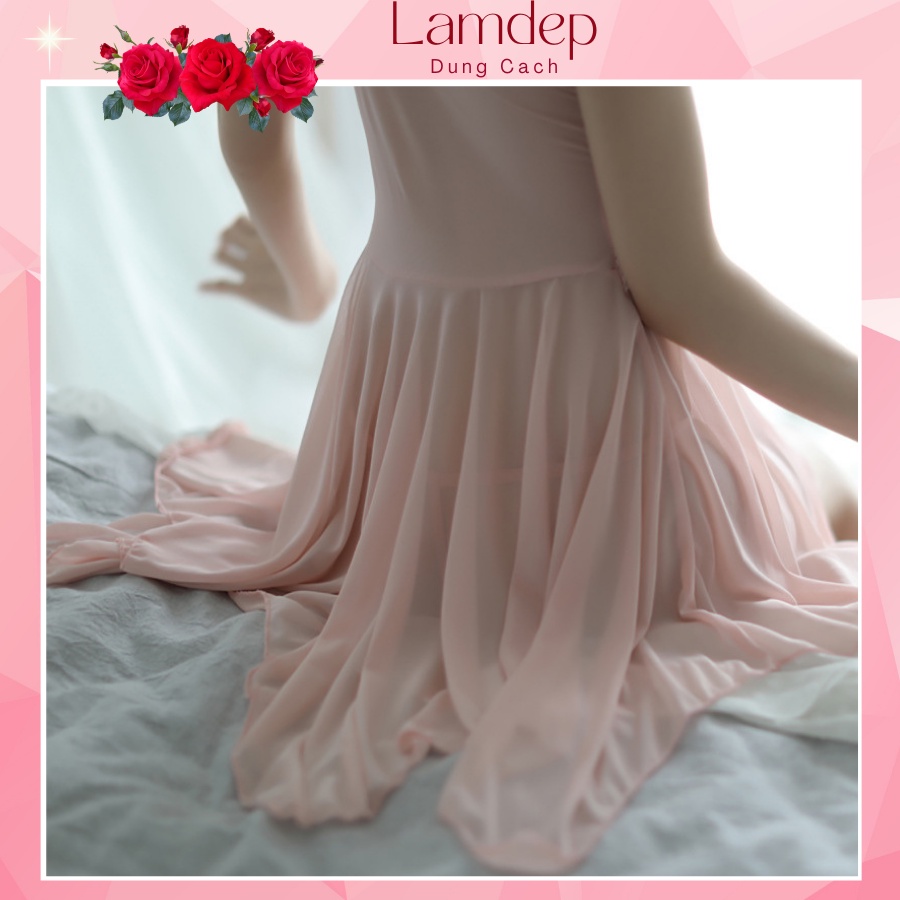 Váy ngủ sexy - Đầm ngủ sexy ren voan mỏng xuyên thấu ko có áo choàng- VM1120