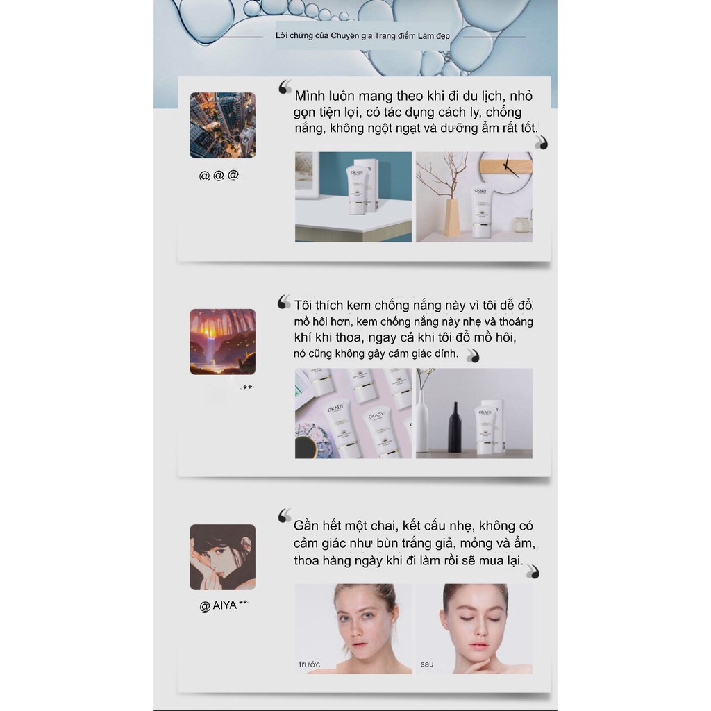 Kem chống nắng chống thấm nước dưỡng da dưỡng trắng mịn O'KADY Sunscreen | BigBuy360 - bigbuy360.vn