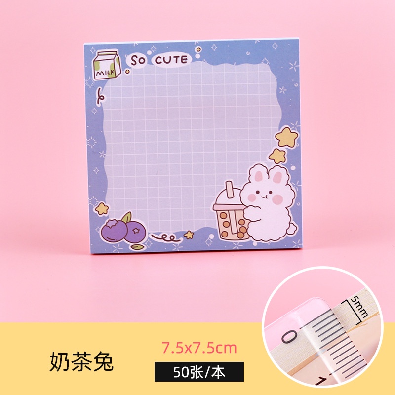 Giấy note ghi chú hình thỏ dễ thương có keo dán (80 tờ/size 7*8cm)