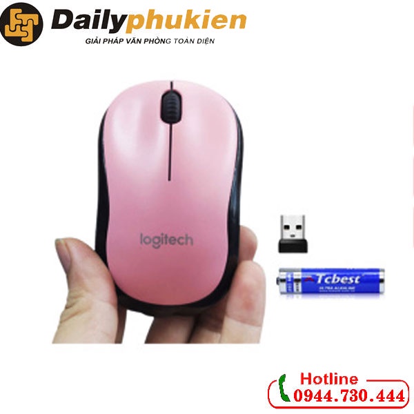 Chuột không dây màu hồng Logitech M220 Click không kêu