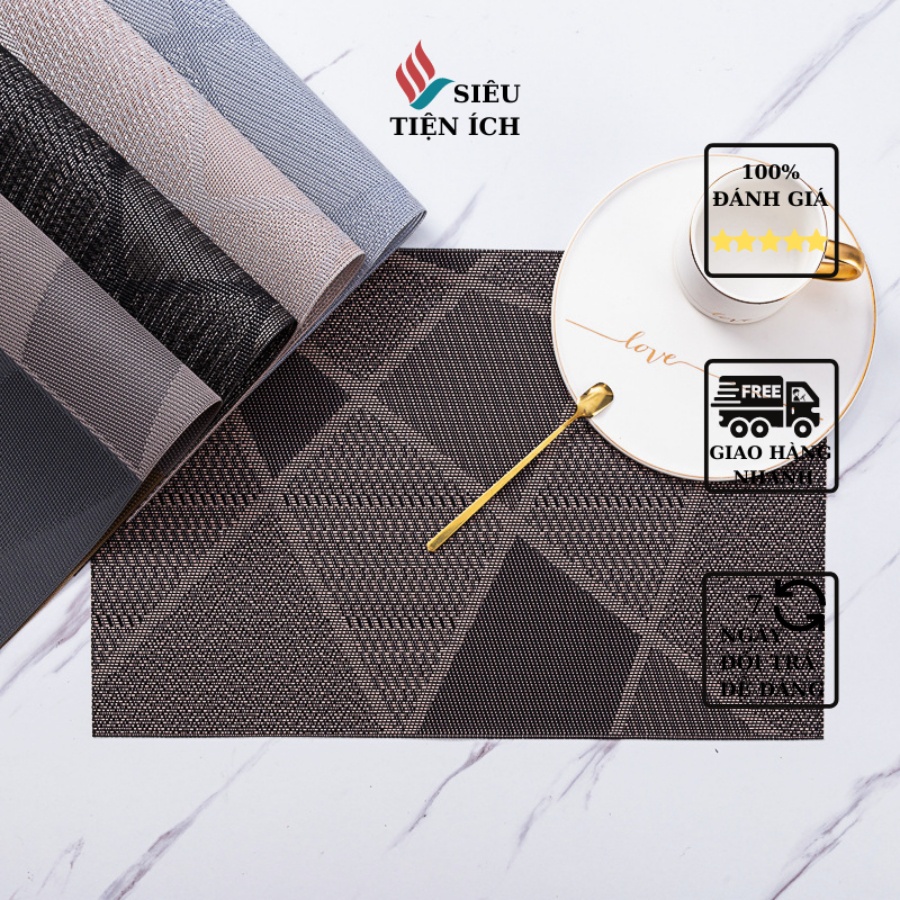 Placemat tấm lót bàn ăn, miếng lót chén đĩa phong cách hiện đại dùng trong nhà hàng, khách sạn sang trọng L08