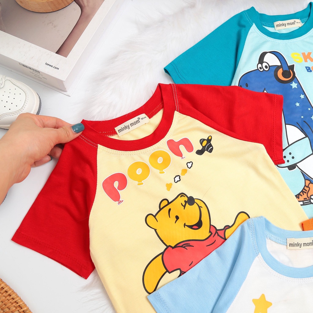 Bộ Ngắn Minky Mom In Họa Tiết Siêu Đẹp, Bé Trai-Bé Gái, 7-19KG.