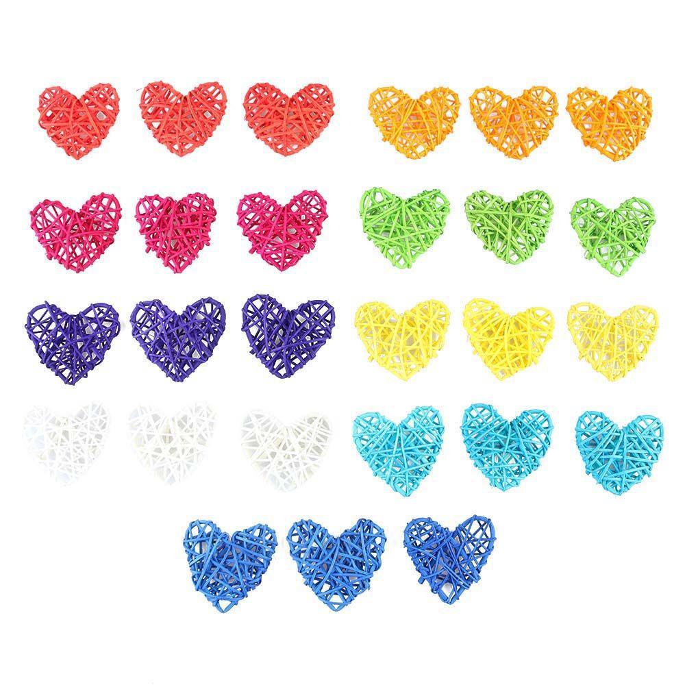 Set 10 Dây Mây 7CM Hình Trái Tim Nhiều Màu Sắc Trang Trí Tiệc Giáng Sinh