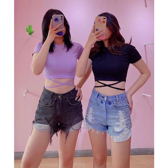 Áo croptop dây xoắn bụng