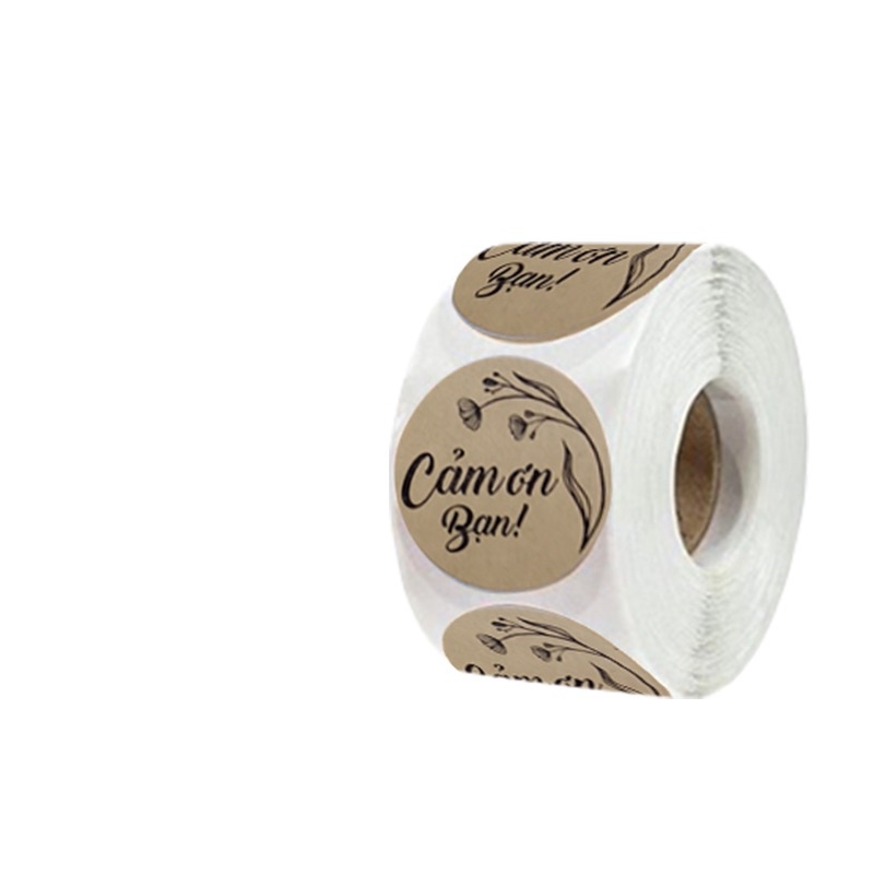 Nhãn dán Cảm Ơn | Giấy kraft 25mm | Sticker Thank You Tiếng Việt dễ thương gói hàng, gói quà