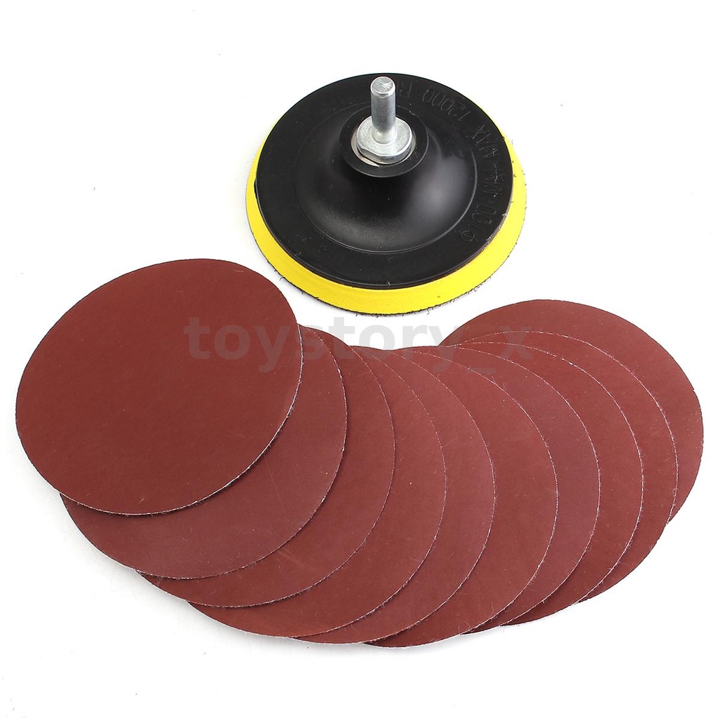 Set 10 Miếng Giấy Nhám 4 &quot;1000 Grit Kèm Đệm Lưng Và Đầu Nối Khoan Dùng Để Làm Sạch Máy Đánh Bóng