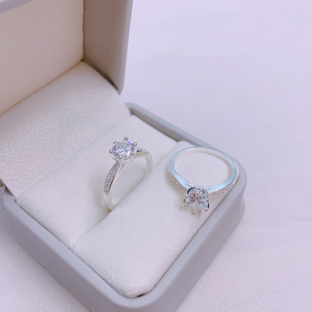 Nhẫn bạc ta nữ đính đá sáu chấu cạnh đá tinh xảo sang chảnh - Kho sỉ bạc Nhất Linh