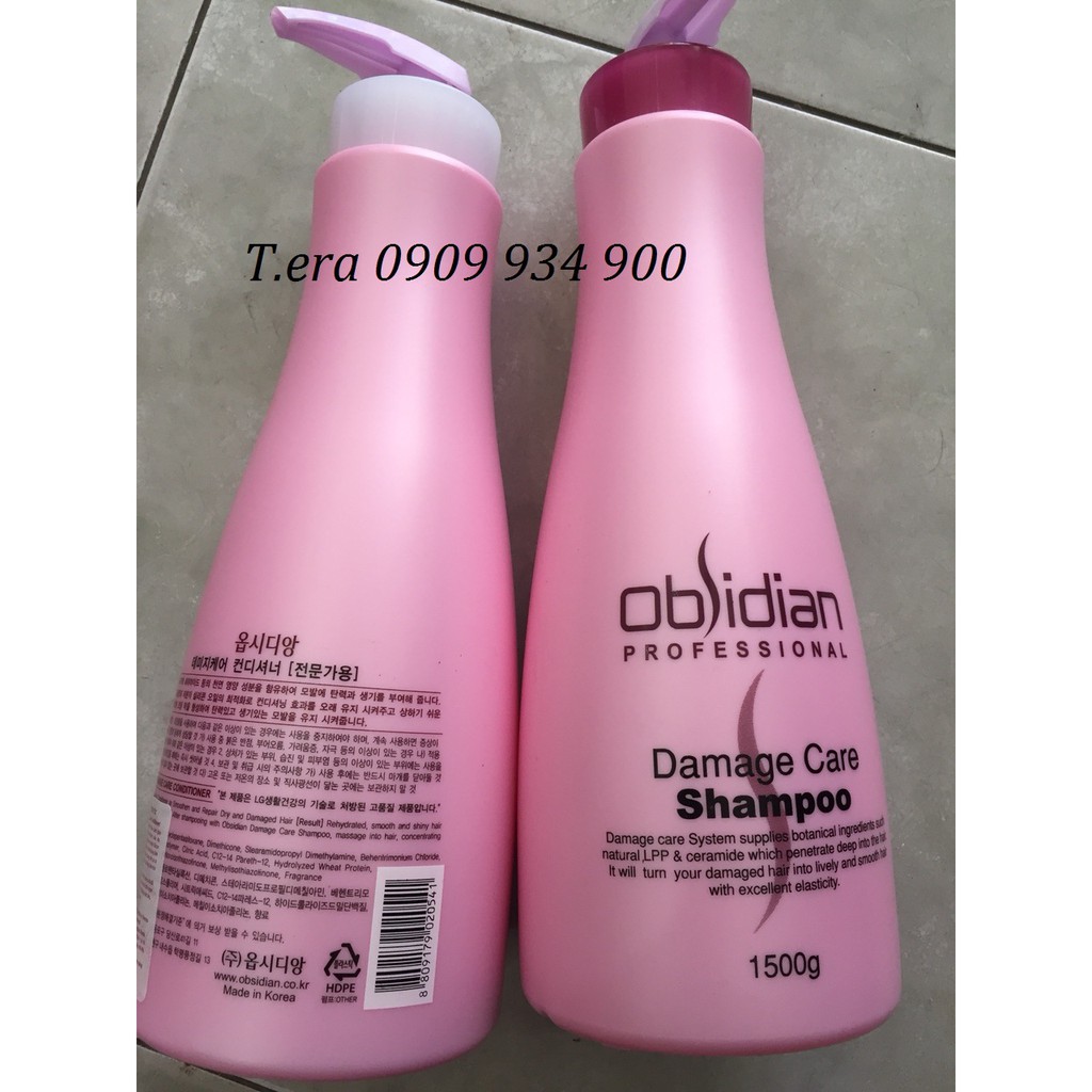 Set Dầu gội xả tái tạo tóc hư tổn Damage Care Obsidian 1500mlx2