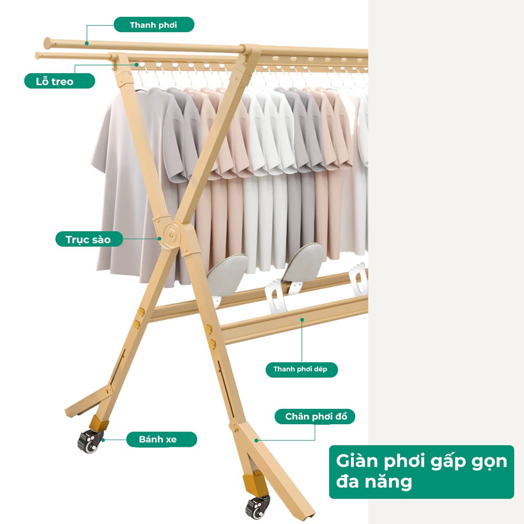 Giàn Phơi Quần Áo AVOHOME Kiểu Chữ X Gấp Gọn Bản Cải Tiến có giá để dụng cụ, phơi giày dép 2021