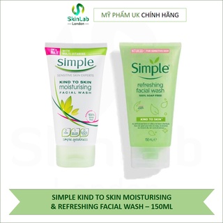 Sữa rửa mặt SIMPLE KIND TO SKIN MOISTURISING/ REFRESHING FACIAL WASH – 150ML (Bill Anh)