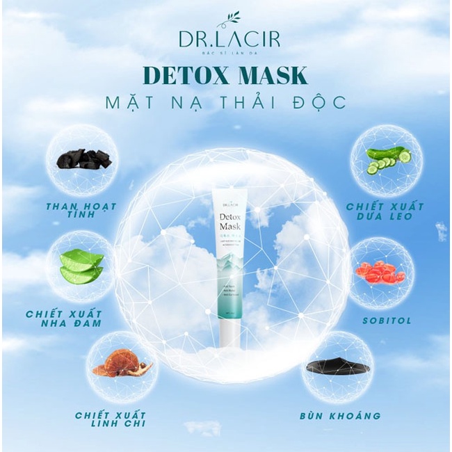 Mặt nạ Dr. Lacir Detox Mask mặt nạ cấp nước thải độc da mặt hiệu quả 20gr 60gr LM12