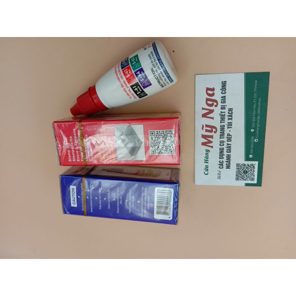 Chai mực bơm con dấu shiny thông dụng màu xanh + đỏ