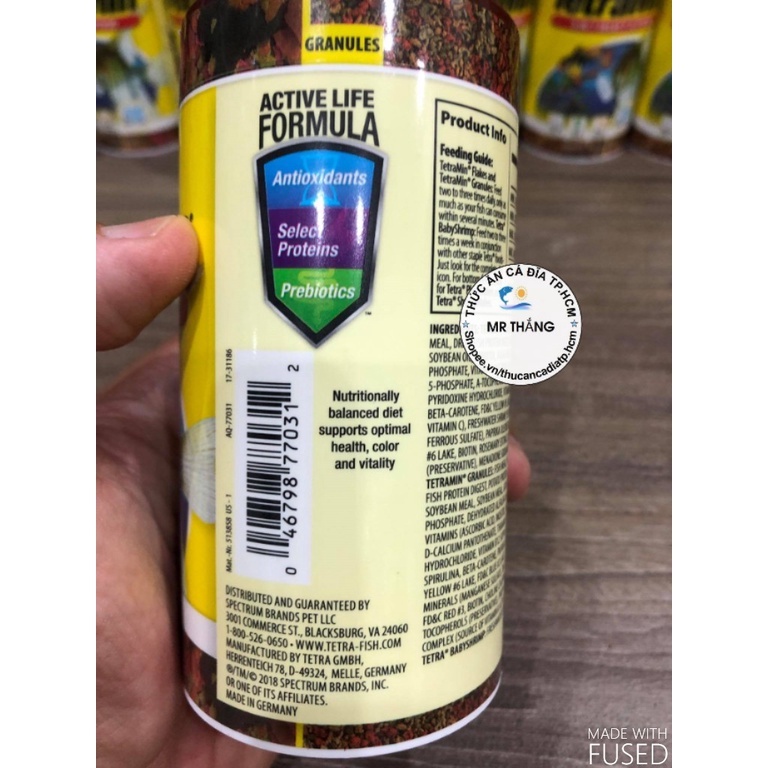 TetraMin Tropical Flakes Fish Food : Thức ăn dạng miếng, lá cho các dòng thần tiên