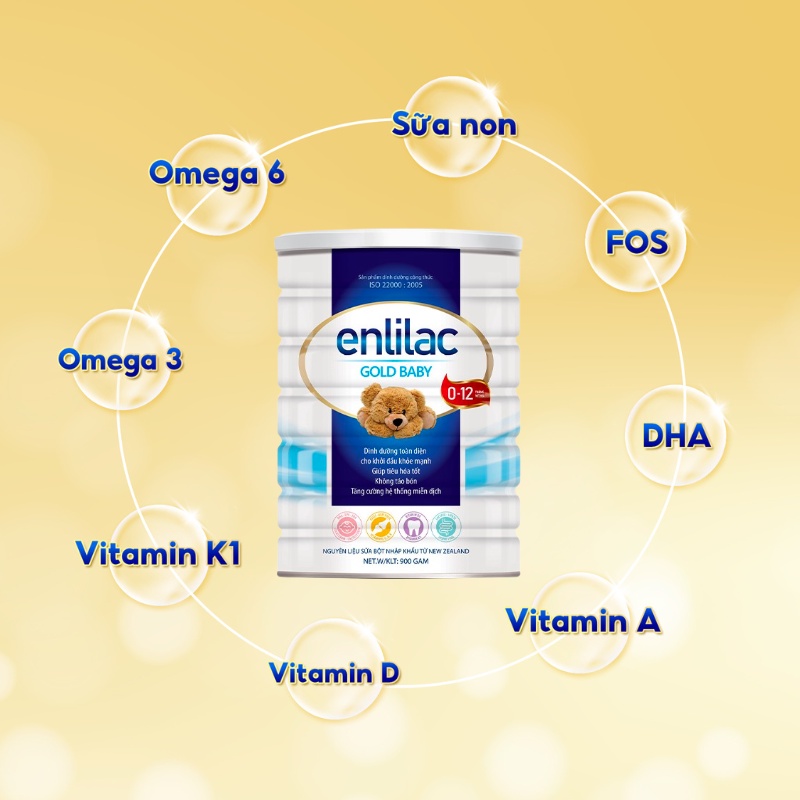 Sữa Bột Cao Năng Lượng Cho Bé Giúp Bổ Sung Chất Dinh Dưỡng Thiết Yếu ENLILAC Gold Baby 400g-900g/Hộp