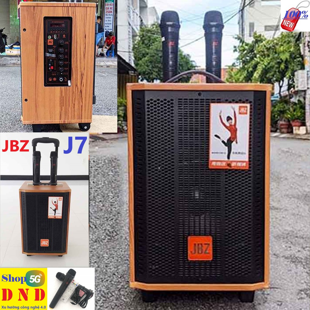 Loa kéo karaoke không dây JBZ - J7 thế hệ mới chính hãng - Tặng 2 mic không dây, có điều khiển, sử dụng được cho tivi...