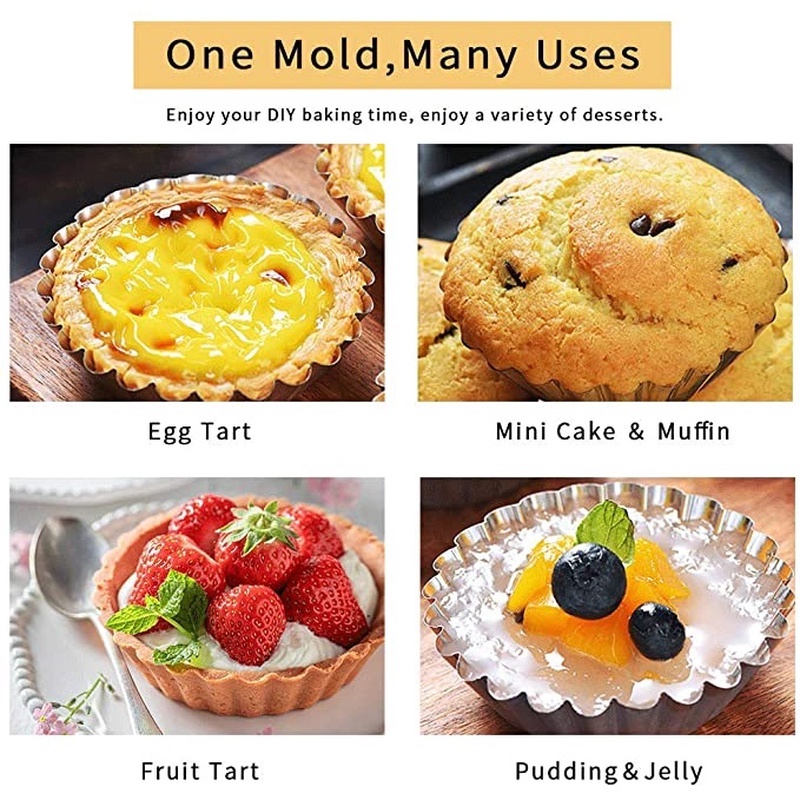 Set 10 Khuôn Thiếc Chống Dính Làm Bánh Tart Trứng / Cupcake / Hoa Quả Dễ Thương
