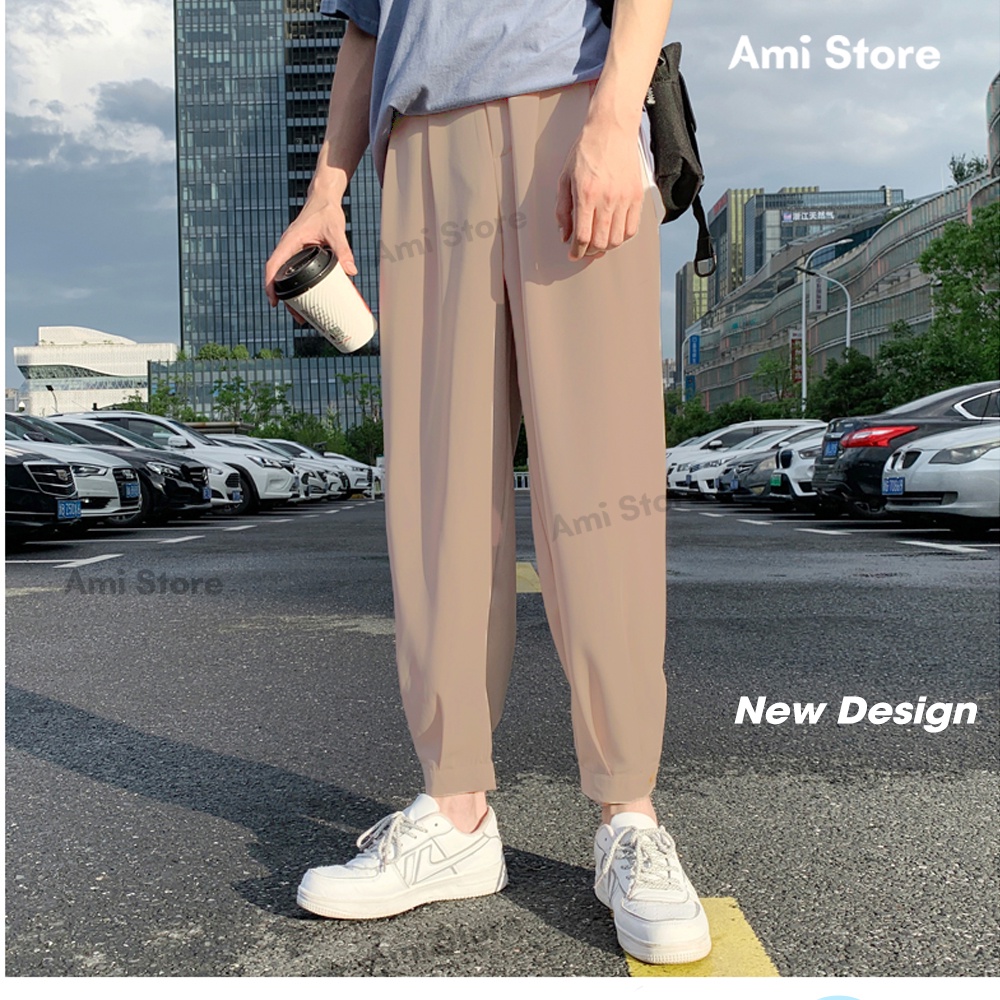 Quần tây/âu dáng baggy unisex quần vải cạp chun thoải mái, ống rộng big size phong cách Hàn Quốc QA02 Ami sto