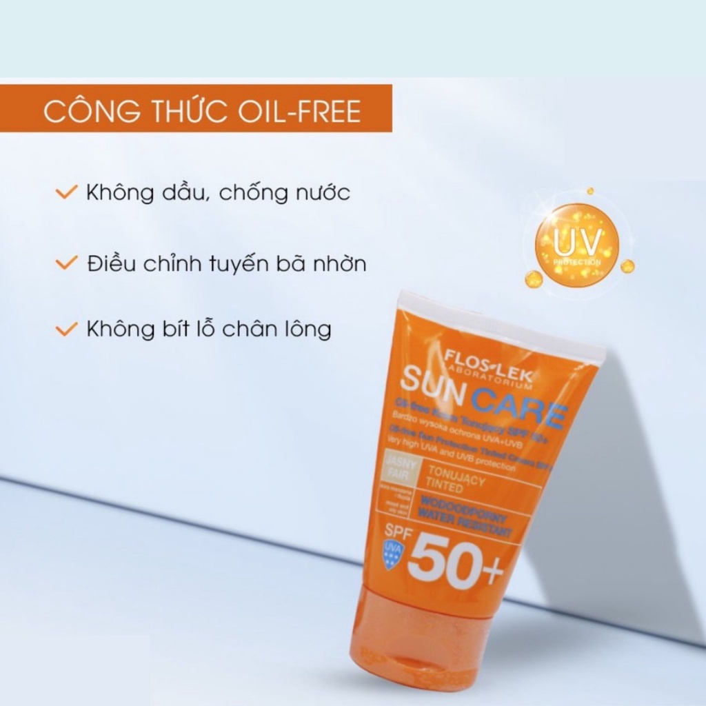 Kem chống nắng mặt Floslek SPF50+ cho da dầu mụn - dưỡng kiềm dầu 50ml