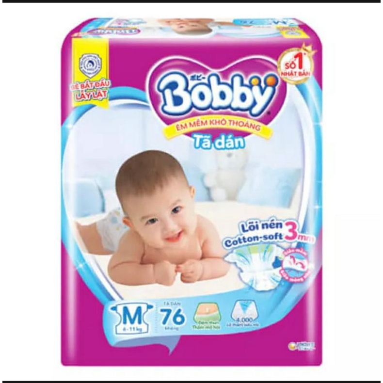 《HCM》Tã / Bỉm dán Bobby siêu mỏng : S54+6 / S80+4 / M46+6 / M76+6 / M76 / L40+6 / L68+6 / XL62 / XXL56