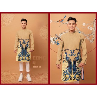 Áo Dài Gấm Cách Tân Nam Truyền Thống Tết 2021, Form Suông, Tôn Dáng