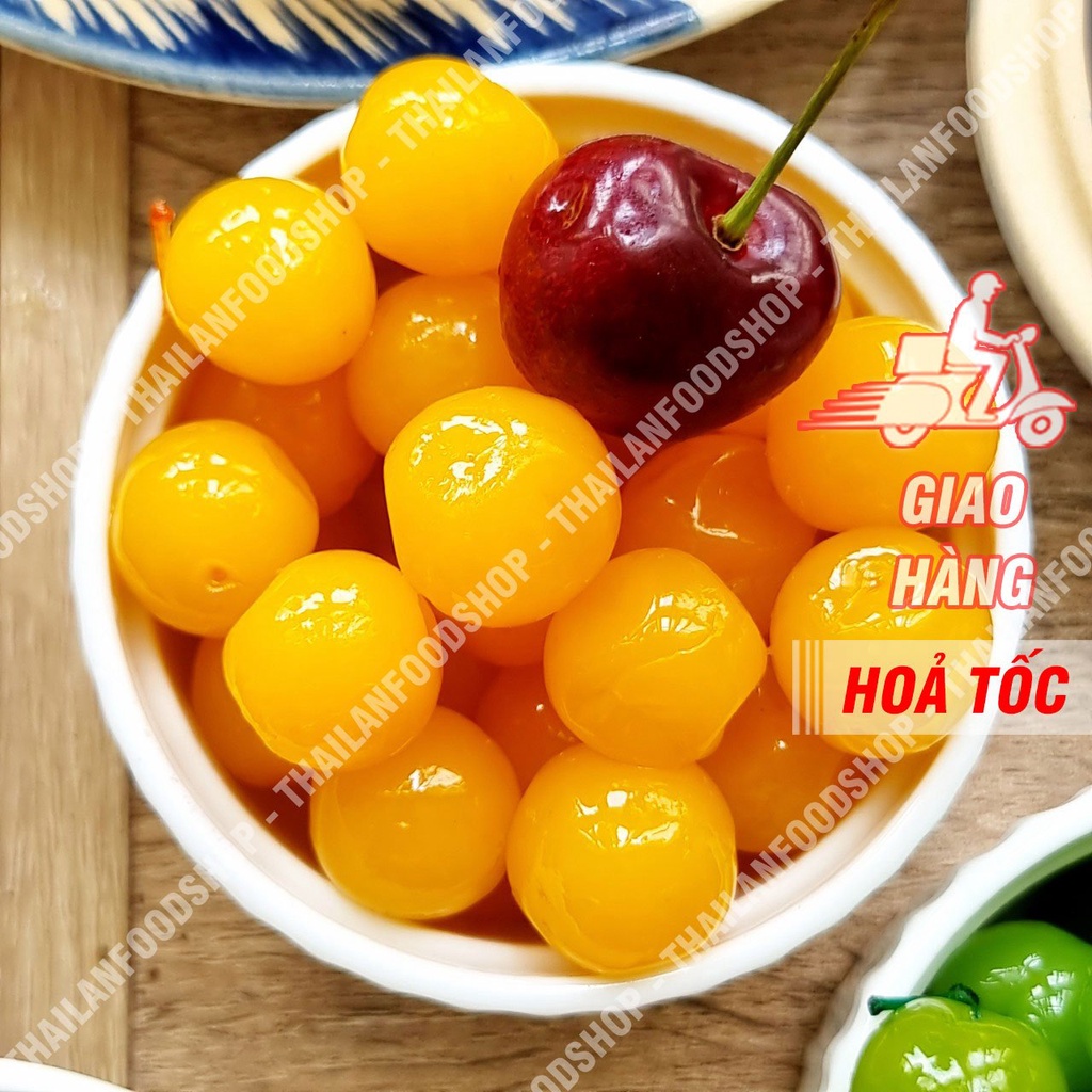 Mứt Cherry Anh Đào Giòn ( Trái Lý Xanh/ Đỏ/ Vàng/ Mix Màu ) - Lon 500gram
