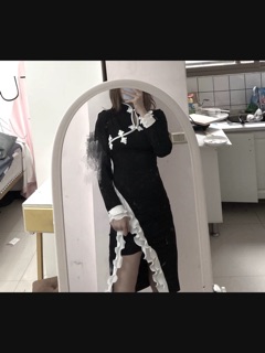 [Sẵn Hàng]♥️Đầm,Váy Sườn Xám Viền Bèo(ảnh thật)Size S,M,L