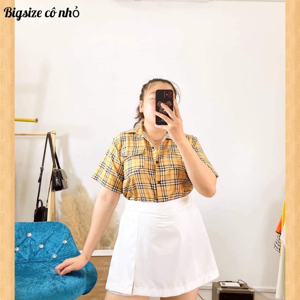 ÁO SƠ MI NỮ BIGSIZE TAY NGẮN,ÁO SƠ MI KIỂU burberry MÃ BBR