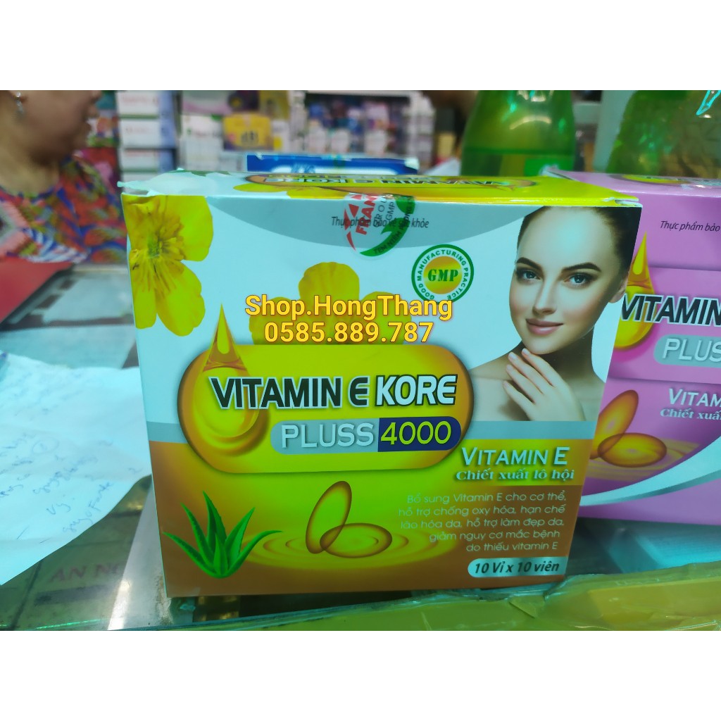 Vitamin E Kore Plus 4000 chiết xuất từ lô hội chống oxy hóa, chống lão hóa da, bổ sung vitamin e, sáng da | BigBuy360 - bigbuy360.vn