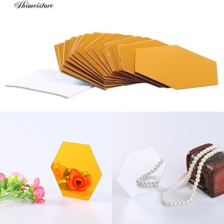 Set 12 miếng dán tường mặt gương 3D hình lục giác