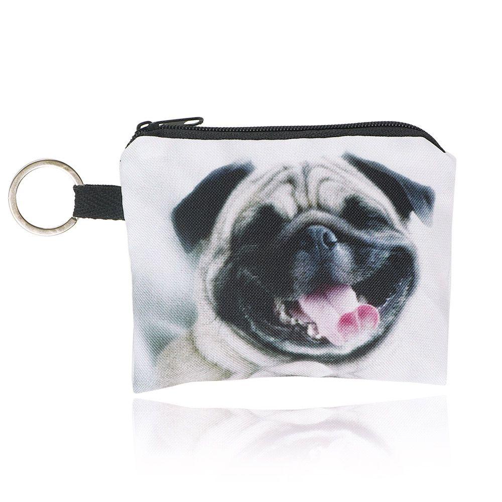 Ví Đựng Tiền Xu / Thẻ / Tai Nghe In Hình Chú Chó Pug Dễ Thương